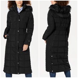 Tommy Hilfiger Faux Fur Hooded Maxi Puffer Coat